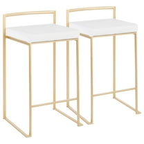 Fuji Contemporary Stackable Counter Stool in Gold with White Velvet Cushion by LumiSource - Set of 2