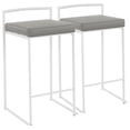 thumbnail image 1 of Set of 2 White and Gray Leather Stacker Counter Stool - 31", 1 of 6