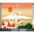 thumbnail image 1 of Ambesonne Mountain Curtains 2 Panel Set, Japanese Landscape Birds, 108" x 63", Pale Camel Multicolor, 1 of 3