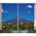 thumbnail image 1 of Fuji Curtains 2 Panels Set, Midsummer Blue Skies in a Highland Flowers Field Early Summer Outdoor Scene Touristic, Window Drapes for Living Room Bedroom, 108"W X 96"L,Multicolor, by Ambesonne, 1 of 3