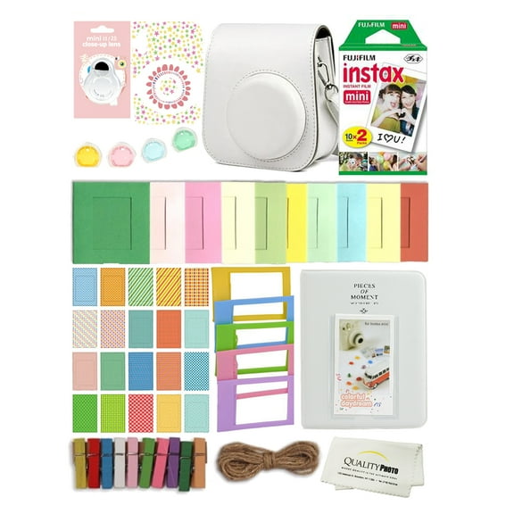 Fuji Film Instax Mini 11 Deluxe 8 in 1 Accessory Bundle Kit. Ice White