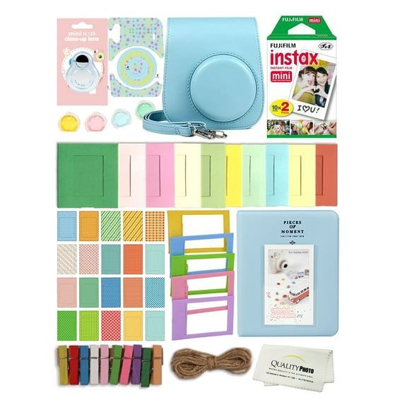 Fuji Film Instax Mini 11 Deluxe 8 in 1 Accessory Bundle Kit. Sky Blue