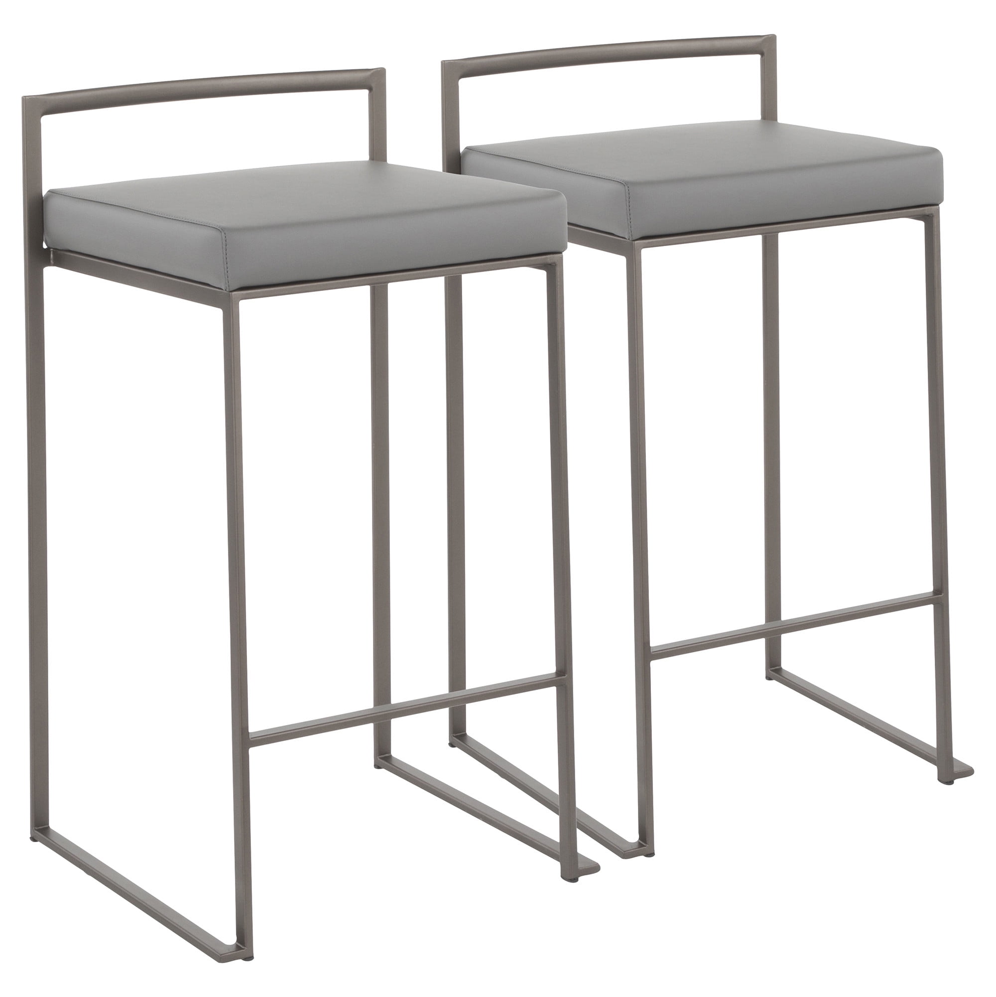 Fuji Industrial Stackable Counter Stool in Antique with Grey Faux