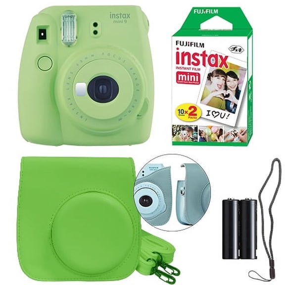 Fuji Instax Mini 9 Fujifilm Instant Film Camera Lime Green + Case & 20 Film Sheets