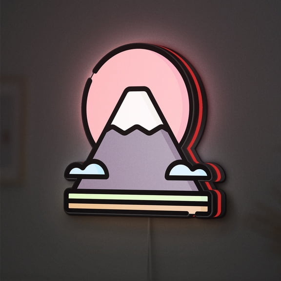 Fuji Mountain LED Lightbox - Japan Nature Landmark Decor, Custom Led Sign for Home Office Shop Decor (Height 8 inch, 20cm)