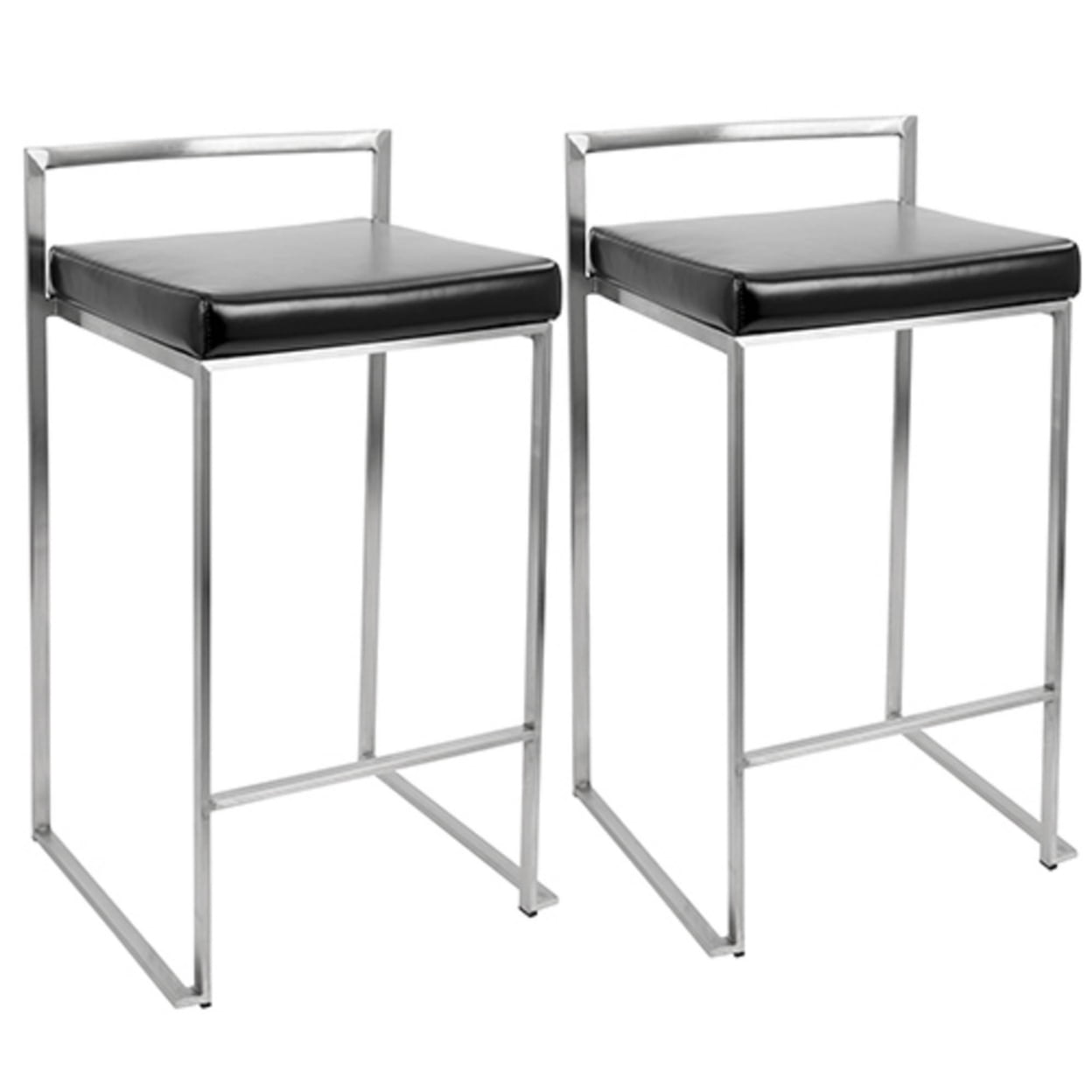 Fuji 31'' Black Faux Leather Modern Stackable Counter Stool