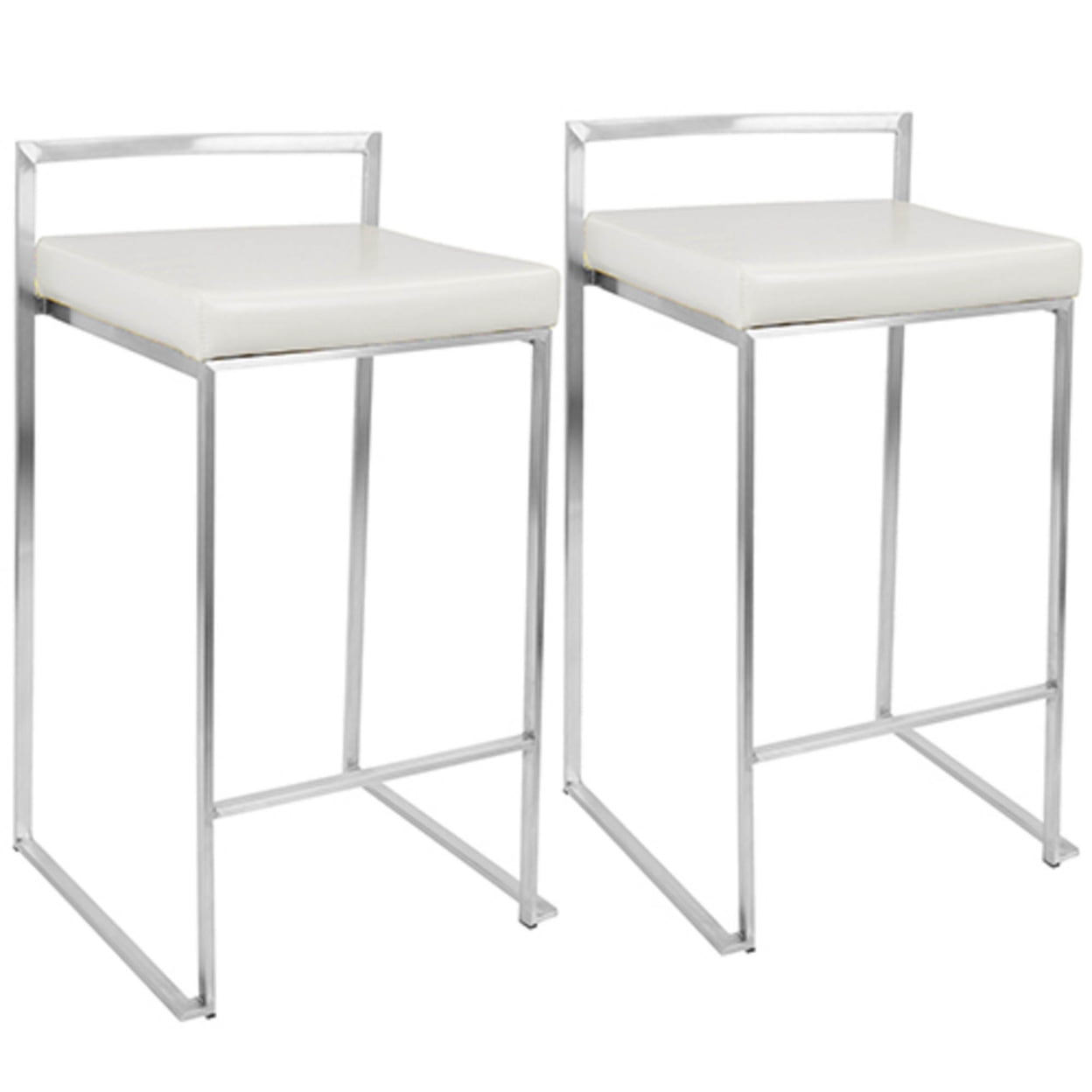 Contemporary Fuji 31" White Faux Leather Counter Stool