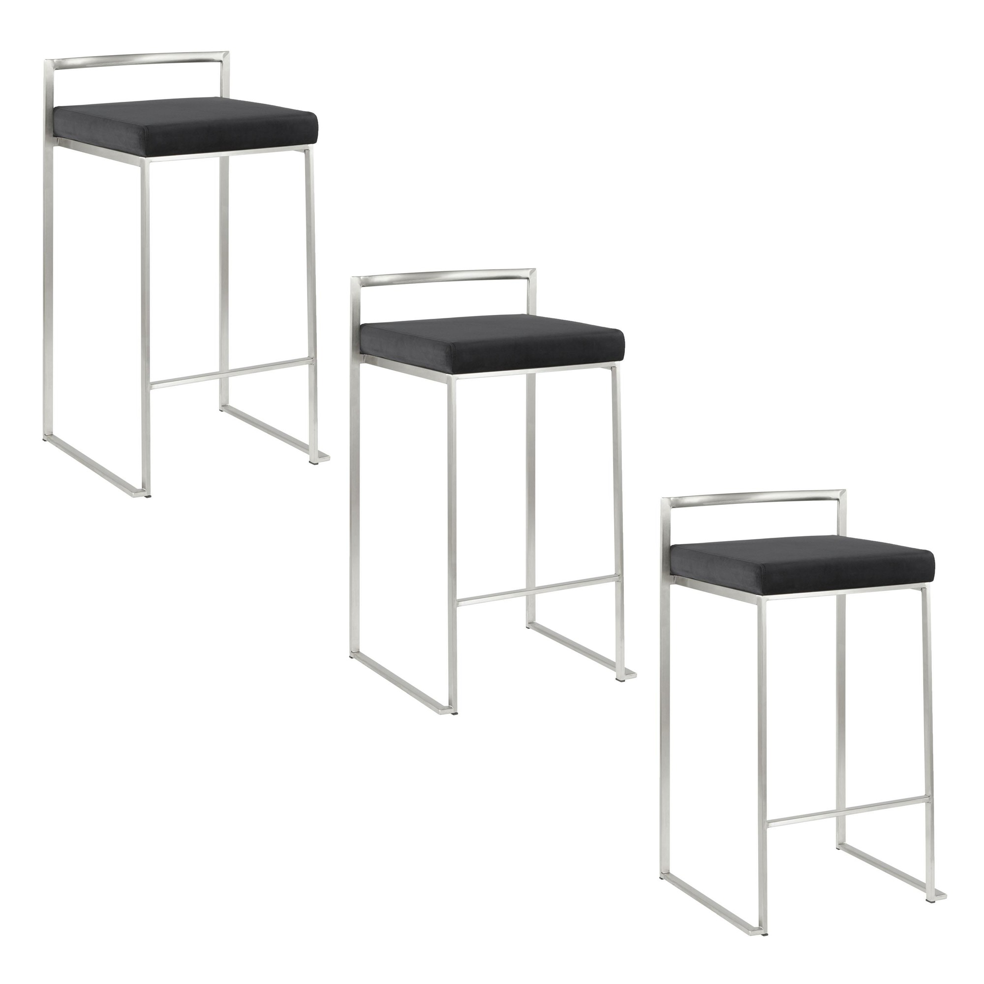 Fuji Stacker Counter Stools for Kitchen Counter in Stainless Steel