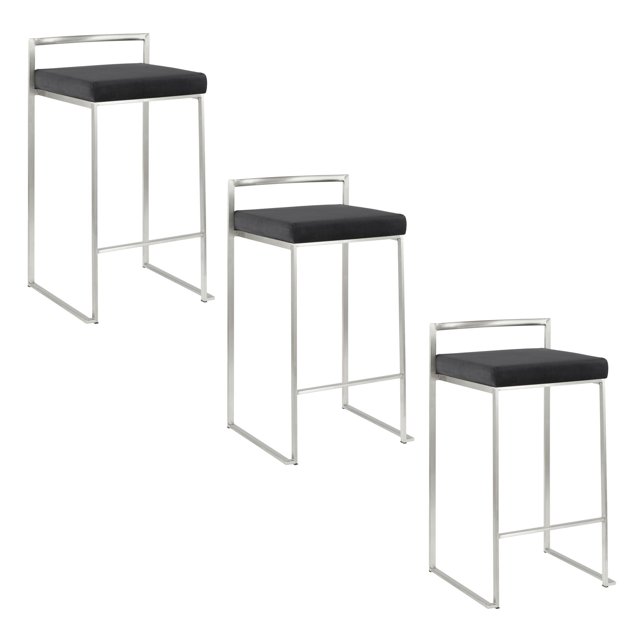 Fuji Stacker Counter Stools for Kitchen Counter in Stainless Steel