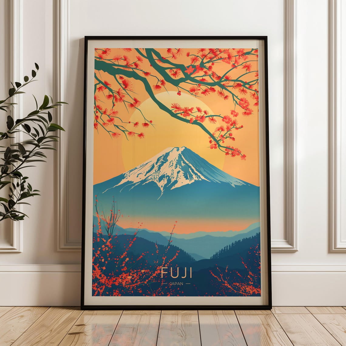 Fuji Travel Poster - Japan Wall Art Print, Illustration Poster, Artwork ...