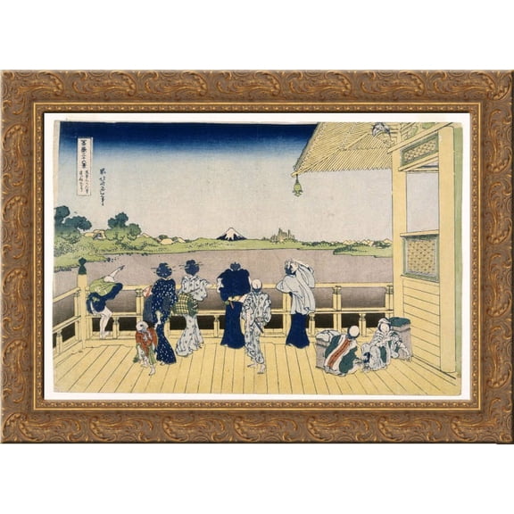 Fuji from the Platform of Sasayedo 24x18 Gold Ornate Wood Framed Canvas Art by Katsushika Hokusai