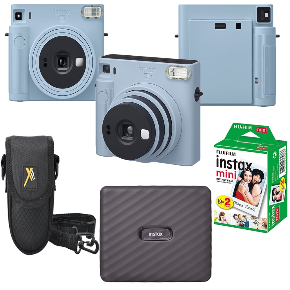 FujiFilm INSTAX SQUARE SQ1 Instant Film Camera (Glacier Blue) + Camera Case + Mini Film Printer