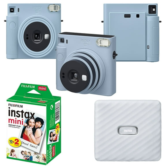 FujiFilm INSTAX SQUARE SQ1 Instant Film Camera (Glacier Blue) + Mini Film White Printer Kit