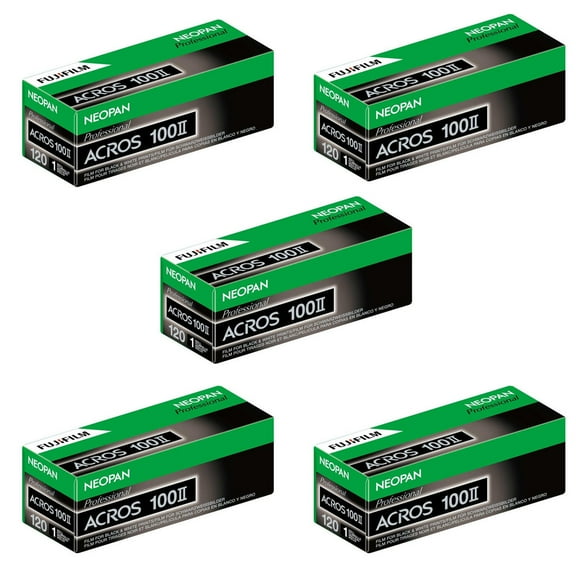 Fujifilm 5 Pack Neopan 100 Acros II Black and White Negative Film, 120 Roll Film