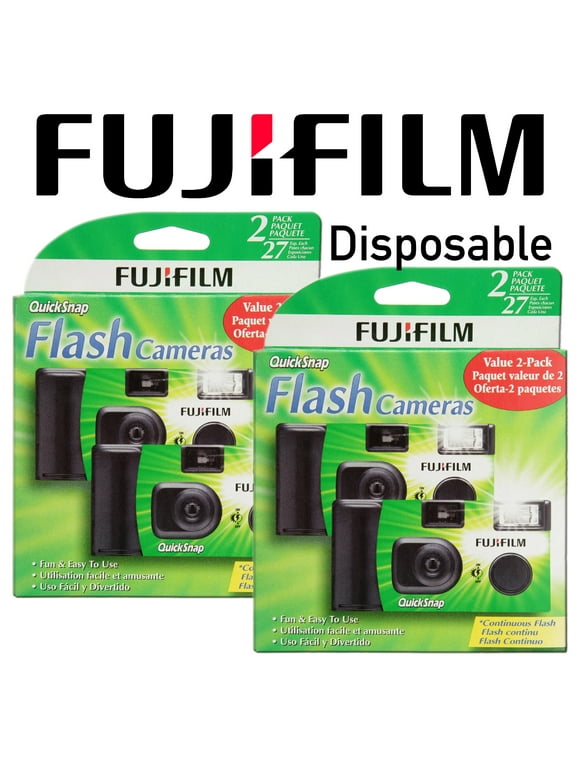 Fujifilm Disposable 35mm Camera With Flash, 4 Cameras ( 2 Pack of 2 = 4 cameras total )