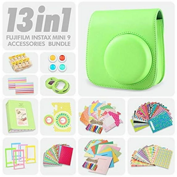 Fujifilm FIM9-LG-NM Instax Mini 9 Accessory Bundle, Lime Green - 13 Piece