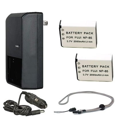 Fujifilm FinePix S1 'Intelligent' Batteries (2 Units) + AC/DC Travel Charger + Krusell Multidapt Neck Strap (Black Finish)