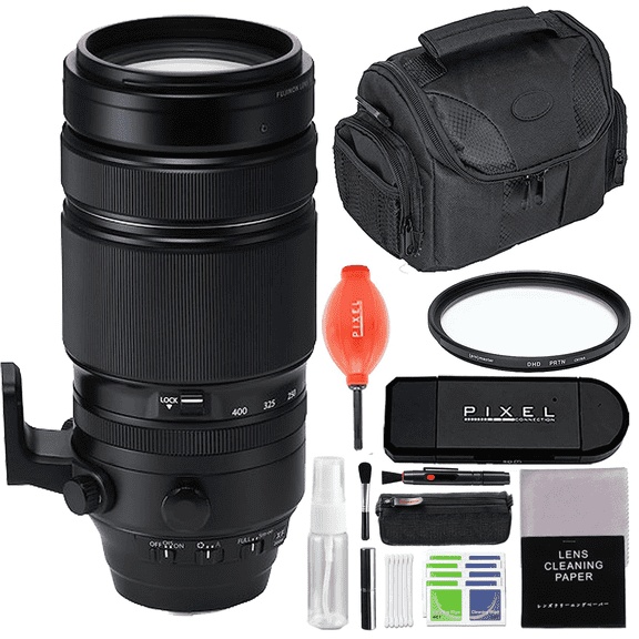 Fujifilm Fujinon XF 100-400mm f/4.5-5.6 R LM OIS WR Lens Bundle with Lens Protection Filter, Card Reader, Gadget Bag & More (USA Authorized with Fujifilm Warranty)