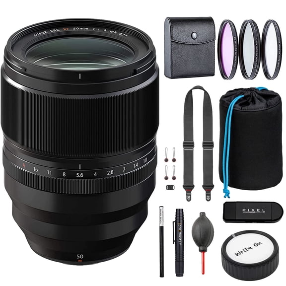 Fujifilm Fujinon XF 50mm f1.0 R WR Lens Bundle with Advanced Accessory and Travel Bundle | Fuji XF50mm Prime Lens (USA Authorized with Fujifilm Warranty)