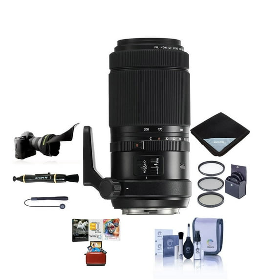 Fujifilm GF 100-200mm f/5.6 R LM OIS WR Lens, Bundle with ProOptic 67mm Filter Kit, Flex Lens Shade, Lens Wrap, LensPen Cleaner, Lens Cap Tether, Cleaning Kit, Mac Software Kit