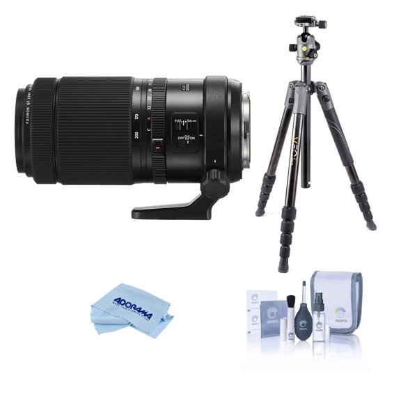 Fujifilm GF 100-200mm f/5.6 R LM OIS WR Lens, Bundle with Vanguard VEO 3 GO 204CP Carbon Fiber Tripod/Monopod and PH-25 Pan Head, ProOptic Cleaning Kit, Cleaning Cloth