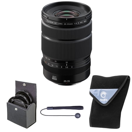 Fujifilm GF 20-35mm f/4.0 R WR Lens, Black, Bundle with 82mm Digital Essentials Filter Kit and 19x19" Lens Wrap