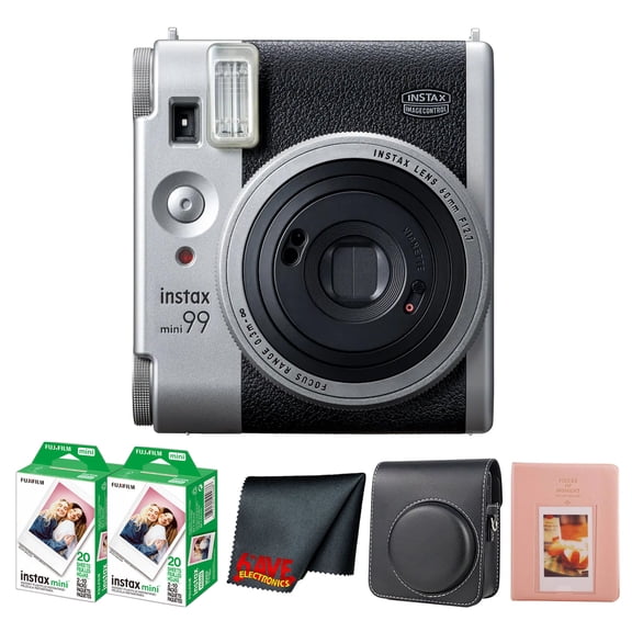 Fujifilm INSTAX MINI 99 Instant Film Camera Silver | Hybrid Analog Controls, Creative Filters, Vignette Effects + 40 Sheets Film + Case