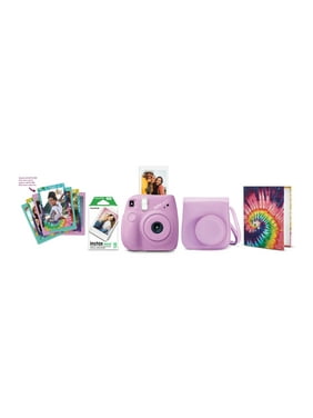 Fujifilm INSTAX Mini 7+ Bundle (10-Pack film, Album, Camera Case, Stickers), Lavender, Brand New Condition