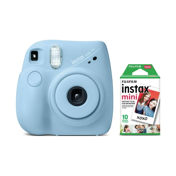Fujifilm INSTAX Mini 7+ Exclusive Blister Bundle with Bonus Pack of Film (10-pack Mini Film), Light Blue