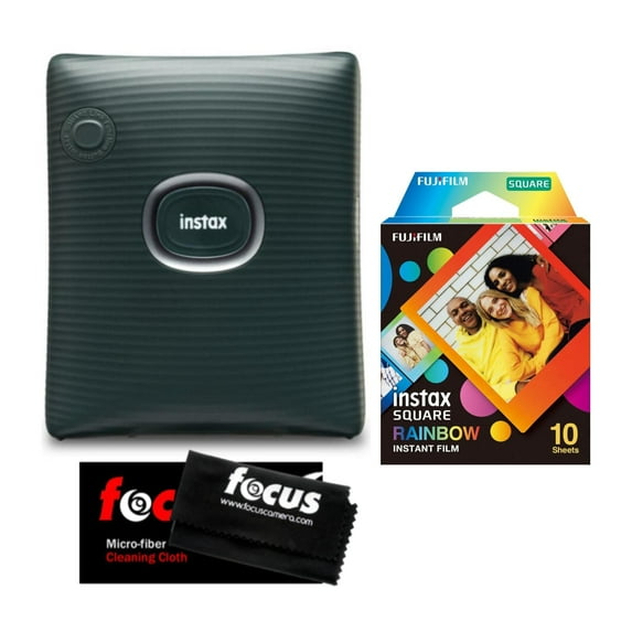 Fujifilm INSTAX Square Link Instant Smartphone Printer (Green) with Rainbow Film