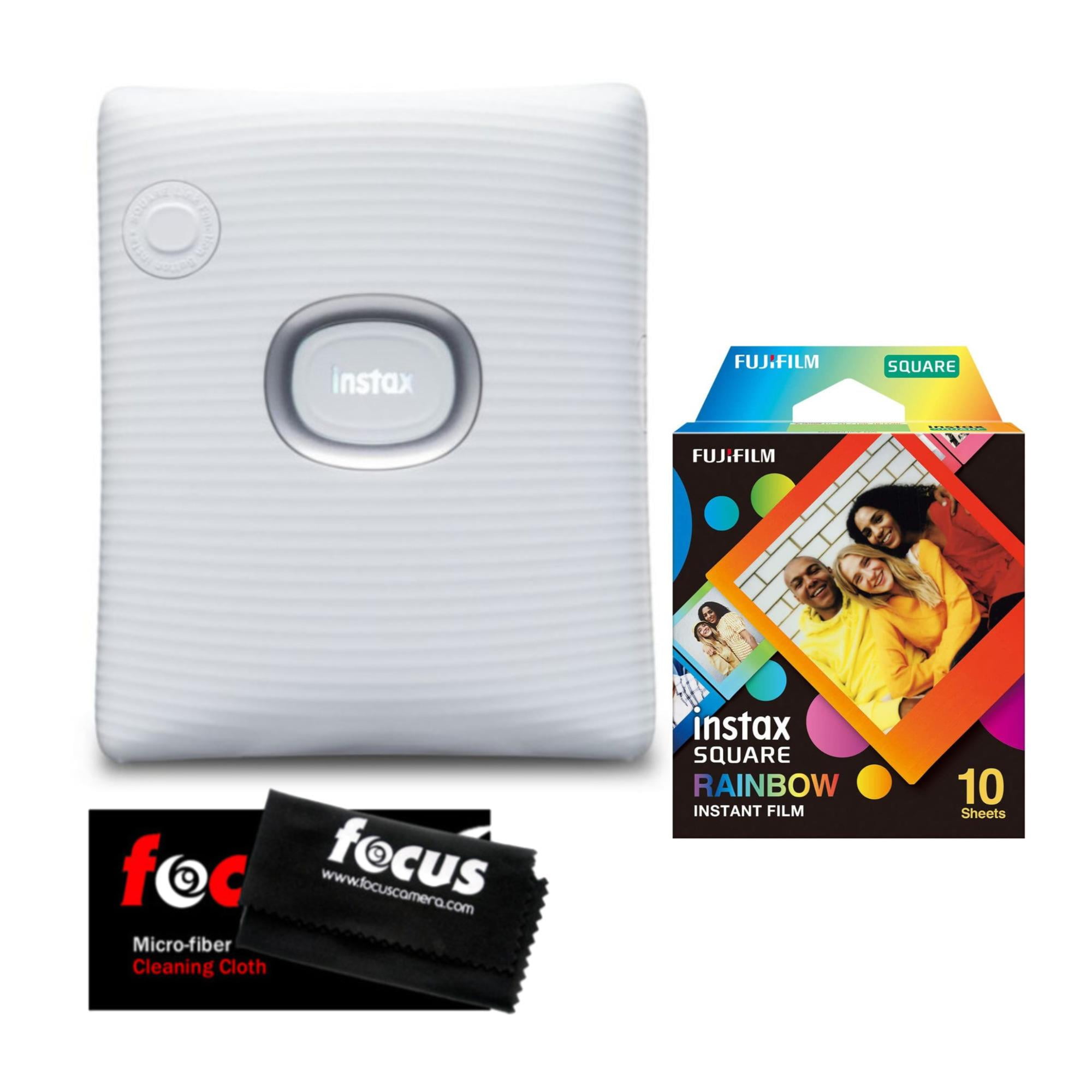  Fujifilm Instax Square Link Wide Instant Printer (White)  Bundle with Instax Camera Film Kit and Square Film Twin Pack (3 Items) :  Electronics