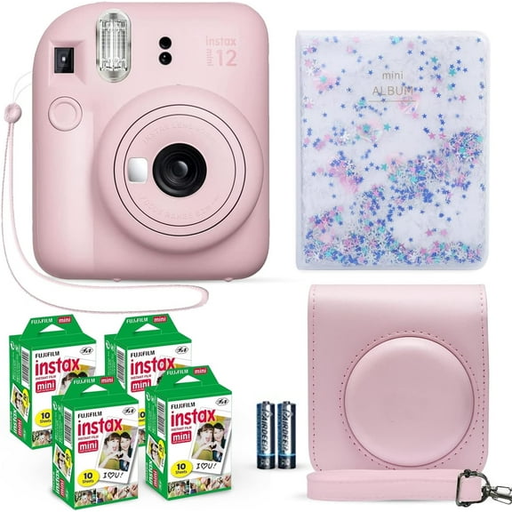 Fujifilm Instax Instant Camera with, 40 Film Sheets, Shutter Accessories & Photo Album, Blossom Pink