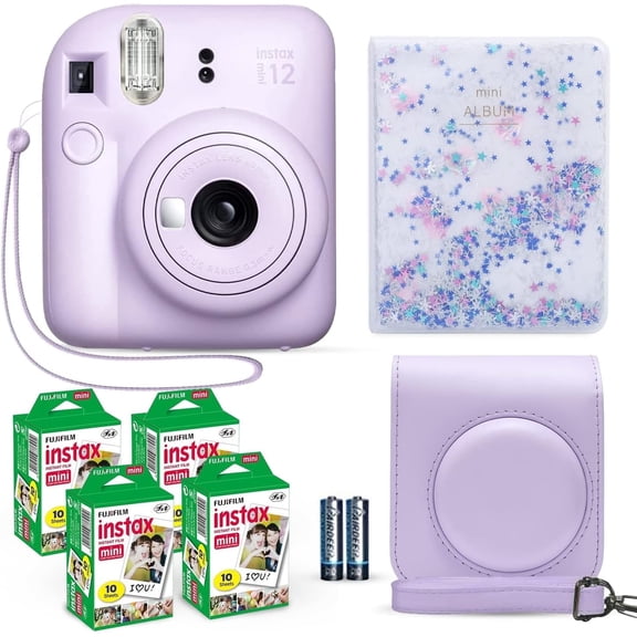 Fujifilm Instax Instant Camera with, 40 Film Sheets, Shutter Accessories & Photo Album, Lilac Purple