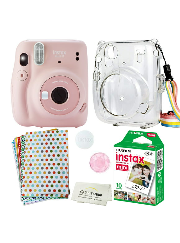 Fujifilm Instax Mini 11 Camera with Clear Case, Films and Stickers Bundle