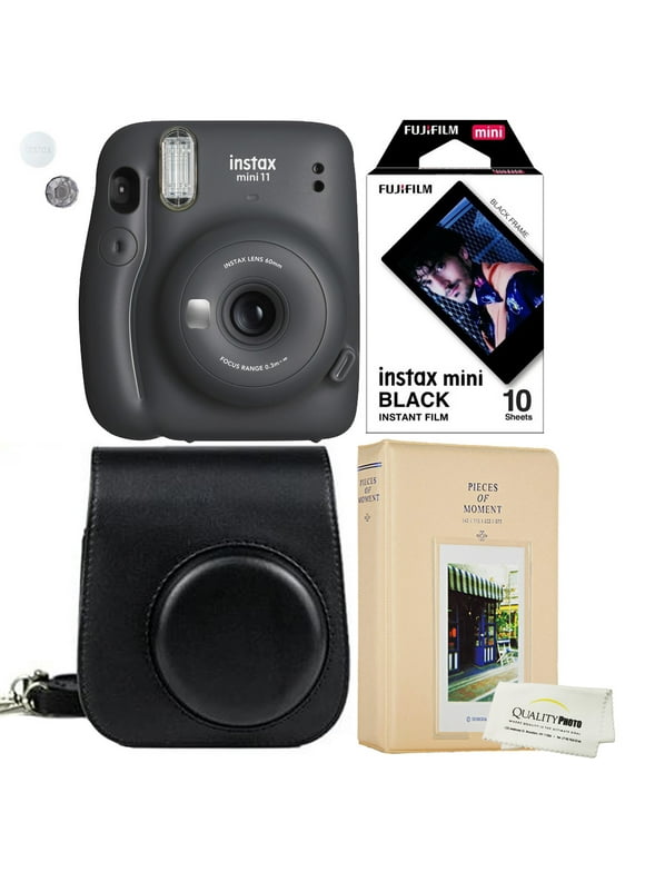 Fujifilm Instax Mini 11 Charcoal Grey Instant Camera Plus Original Fuji Case, Photo Album and Fujifilm Character 10 Films (Black)