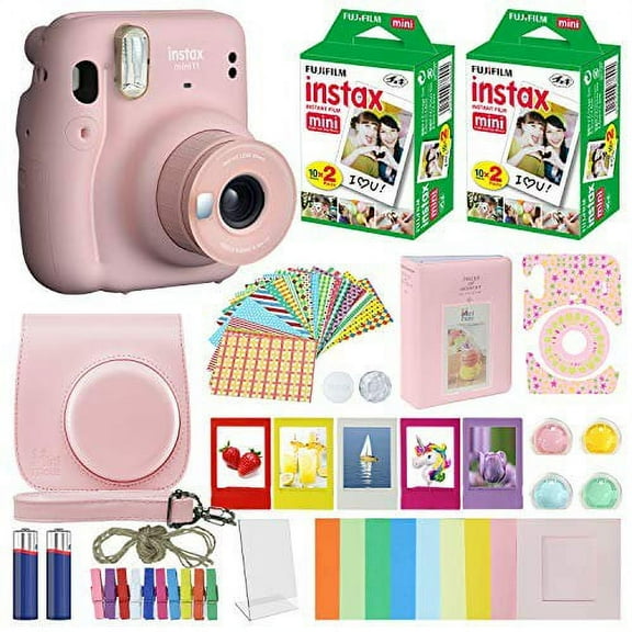 Fujifilm Instax Mini 11 Fuji Instant Film Camera Blush Pink + 40 Film Deluxe Bundle