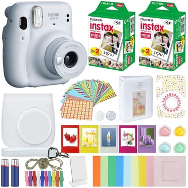 Fujifilm Instax Mini 11 Fuji Instant Film Camera Ice White + 40 Film Deluxe Bundle