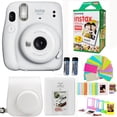 thumbnail image 1 of Fujifilm Instax Mini 11 Ice White Camera with Fuji Instant Film Twin Pack (20 Pictures) + Case With Strap , Album, Stickers, and More Accessories Bundle, 1 of 4