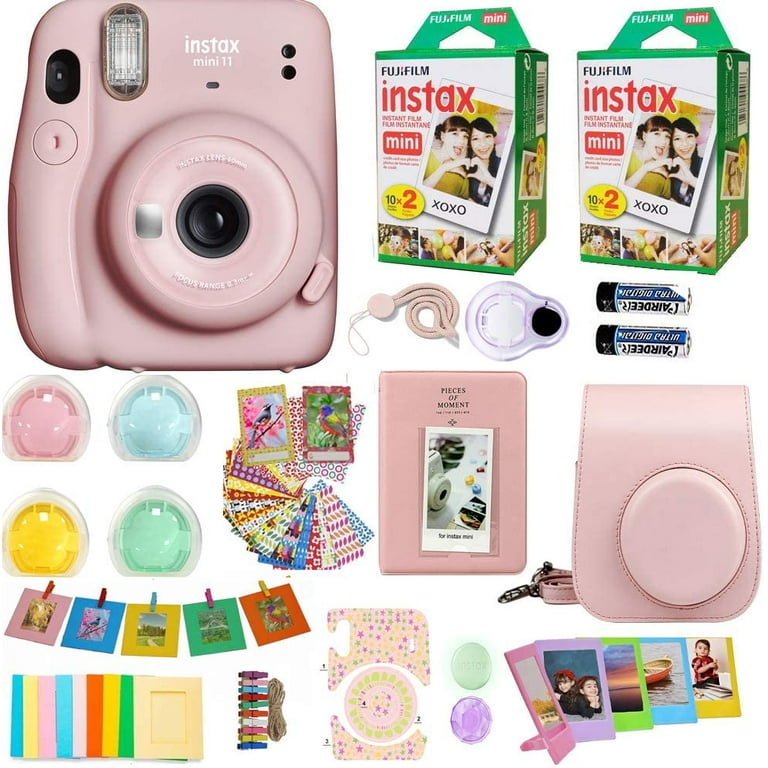 Fujifilm Instax Mini 11 Instant Camera Blush Pink + Fuji Instax Film (40  Sheets) Accessories Bundle Pink Carrying Case, Color Filters, Photo Album