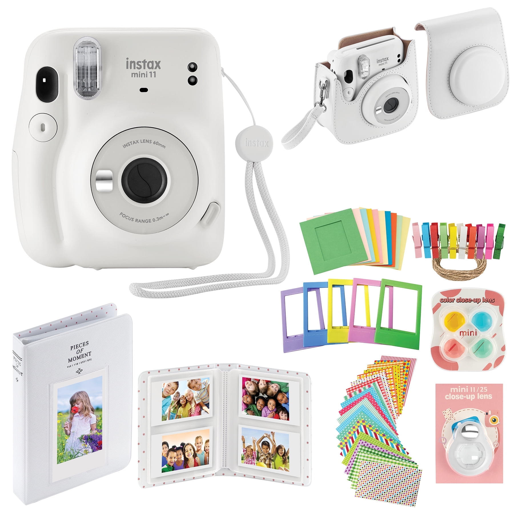 Fujifilm Instax Mini 11 Instant Camera (Ice White) with Case, Decoration  Stickers, Frames, Photo Album and more Accessory kit