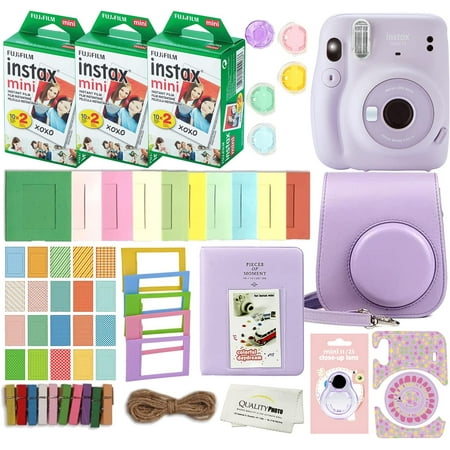 Fujifilm Instax Mini 11 Instant Camera (Lilac Purple) with Case, 60 Fuji Films, Decoration Stickers, Frames, Photo Album and More Accessory Kit