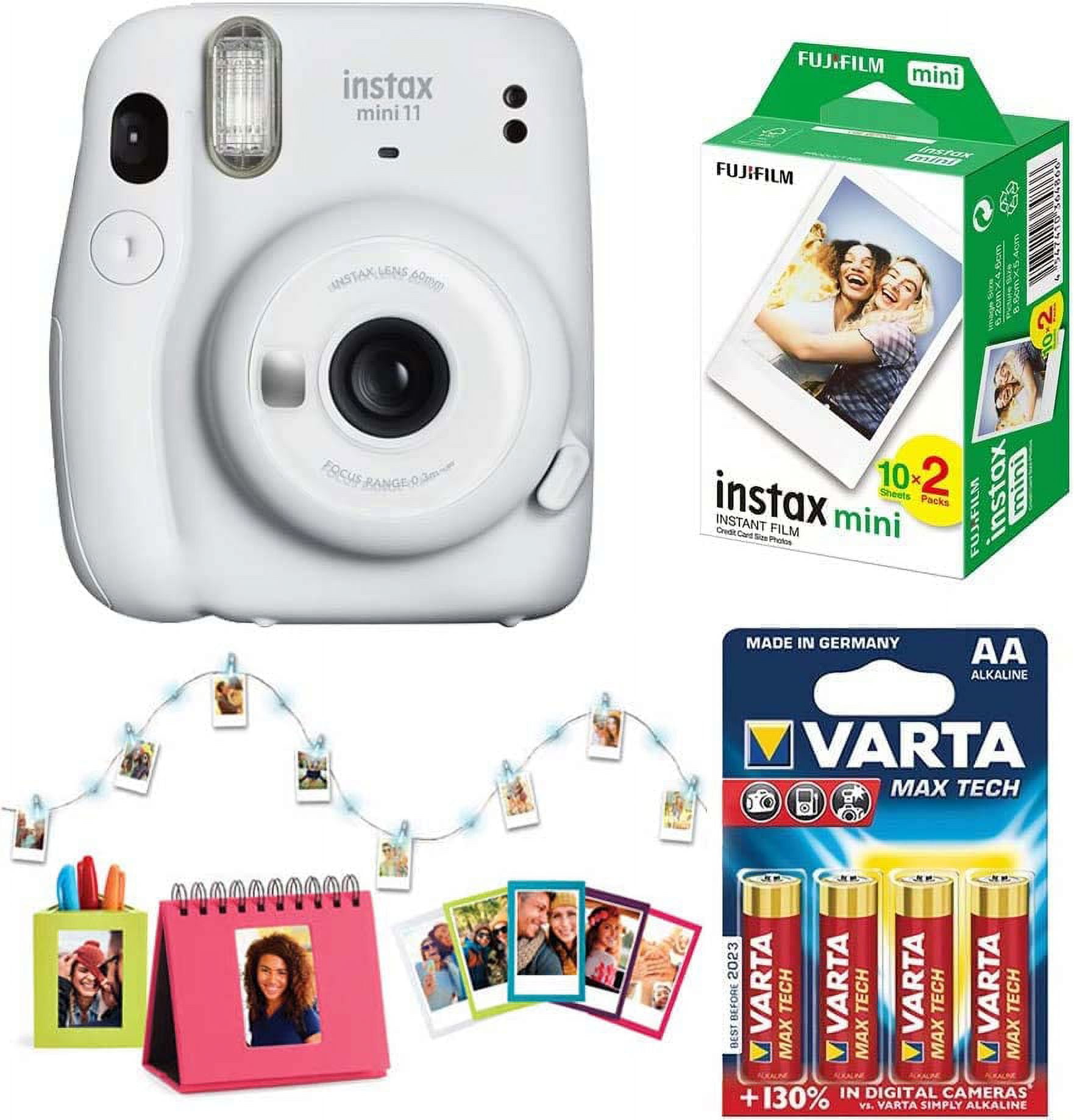 Fujifilm Instax Mini 11 Instant Camera (White) Accessory Kit with AA 4