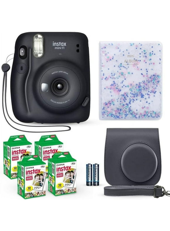 Fujifilm Instax Mini 11 Instant Camera with 40 Film Sheets, Shutter Accessories & Photo Album, Charcoal Gray