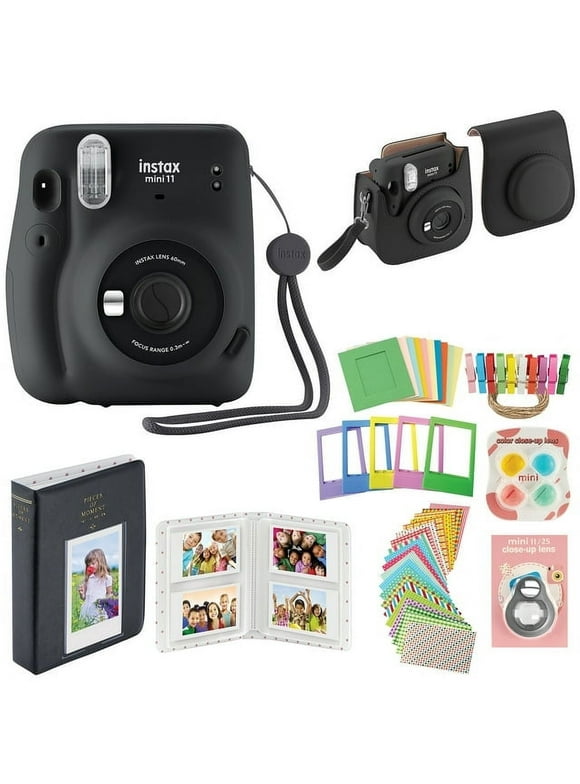 Fujifilm Instax Mini 11 Instant Camera with Case, Album and More Accessory Kit Charcoal Gray
