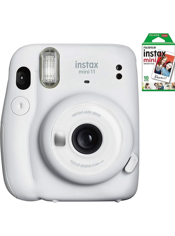 Fujifilm Instax Mini 11 Instant Film Camera - Family Holiday Bundle for Home Party or Kids - 10 Exposures of Instant Film - Ice White