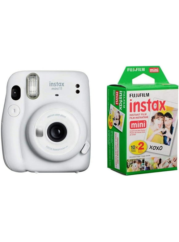 Fujifilm Instax Mini 11 Instant Film Camera, with Fujifilm Instax Mini Instant Daylight Film Twin Pack, 20 Exposures (Ice White)