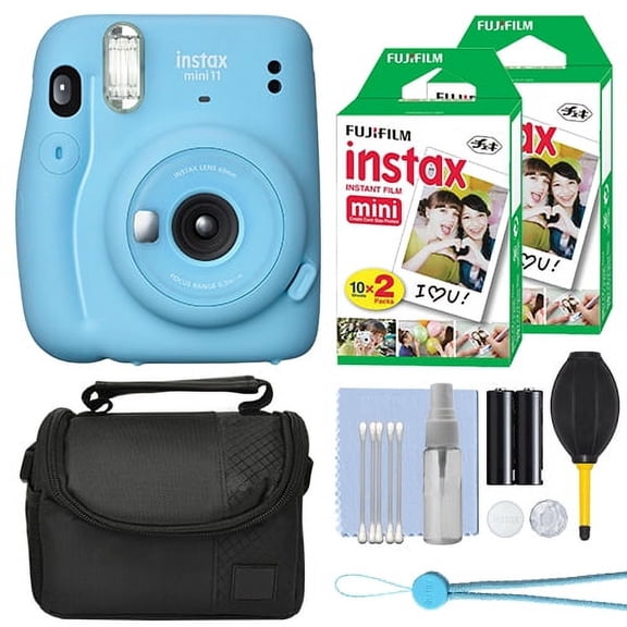 Fujifilm Instax Mini 11 Instant Fuji Film Camera Sky Blue + 40 Film Accessory Kit