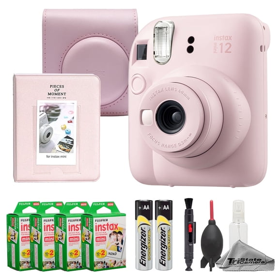 Fujifilm Instax Mini 12 Camera (Blossom Pink) + Case + Instax Mini Instant Film (80 Sheets) + Cleaning Kit + Mini Photo Album