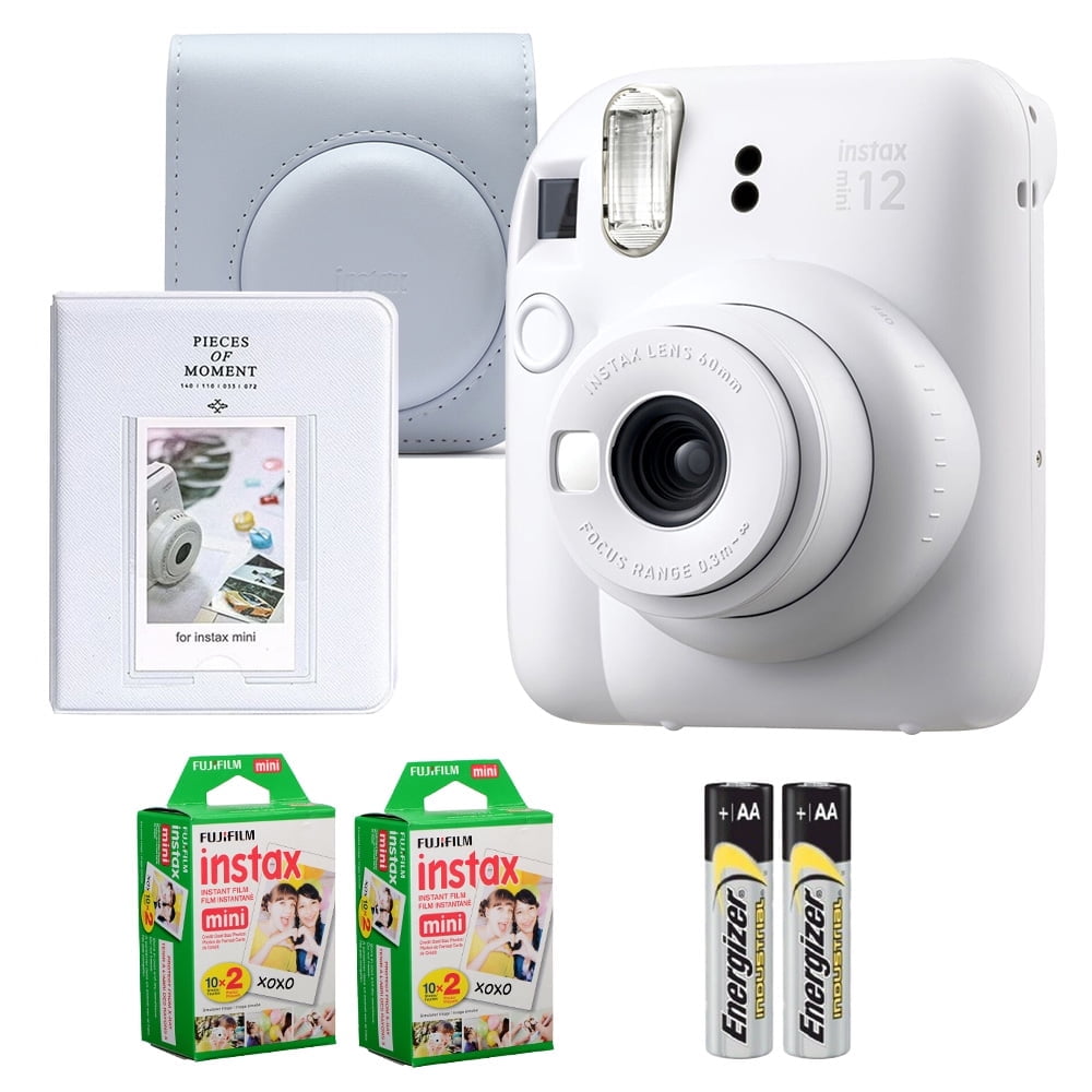 Fujifilm Instax Mini 12 Camera (Clay White) + Case + Instax Mini Instant Film (40 Sheets) + Mini Photo Album