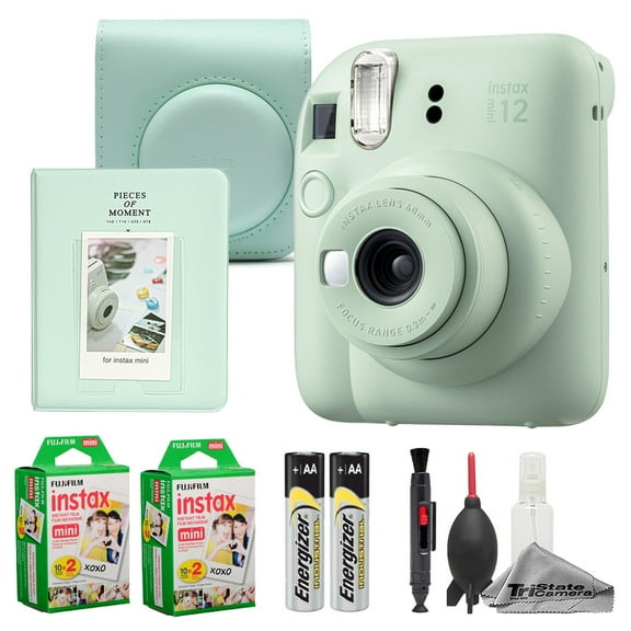Fujifilm Instax Mini 12 Camera (Mint Green) + Case + Instax Mini Instant Film (40 Sheets) + Cleaning Kit + Mini Photo Album